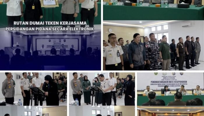 Rutan Dumai, PN Dumai dan Kejari Dumai Teken Kerjasama Persidangan Pidana Secara Elektronik