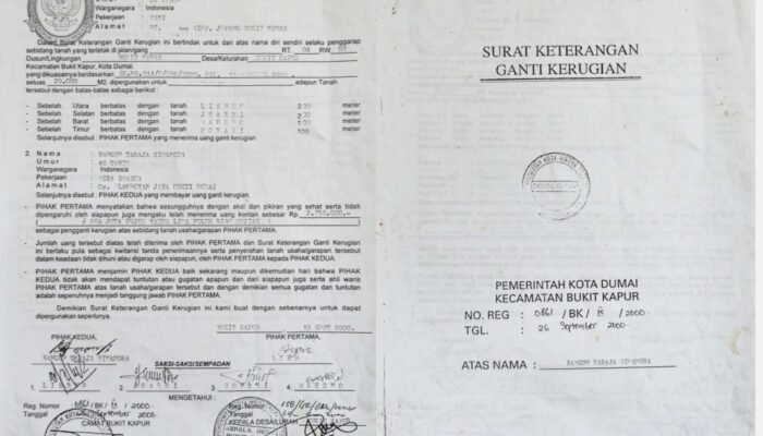 SKGR milik Bangun Taraja Simamora Warga Jaya Mukti Dumai ” Hilang “